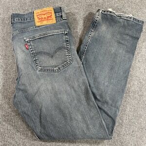 Levis 505 Mens 34x30 Blue Jeans Straight Leg‎ Distressed Denim Pants
